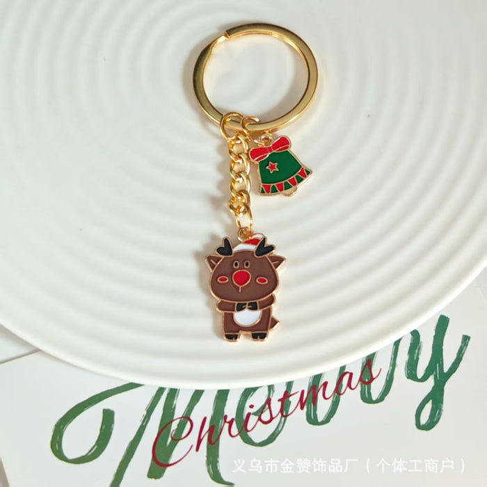 Wholesale Christmas keychain cartoon metal ornaments Christmas tree elk snowman cute creative bag pendant gift