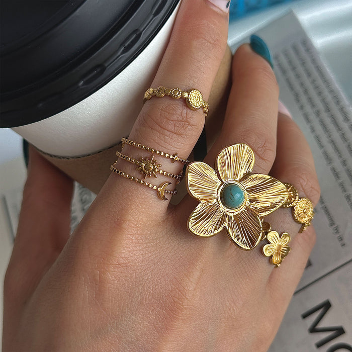 Wholesale Turquoise Personalized Stainless Steel Adjustable Rings