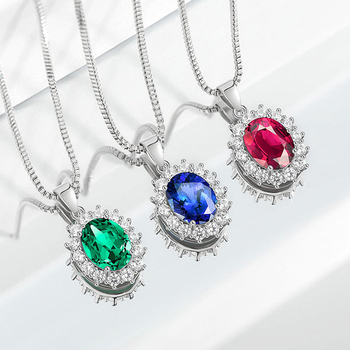 Wholesale Multi-color Pendant Necklace  Round Sapphire Sunflower Necklace