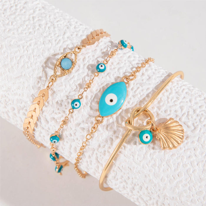 Wholesale Bohemian Style Color Block Devil Eye Alloy Bracelet Set JDC-BT-YongG005