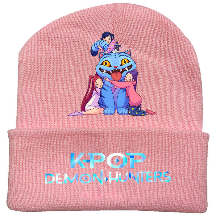 Wholesale Stylish knitted hat rolled brim and printed knit