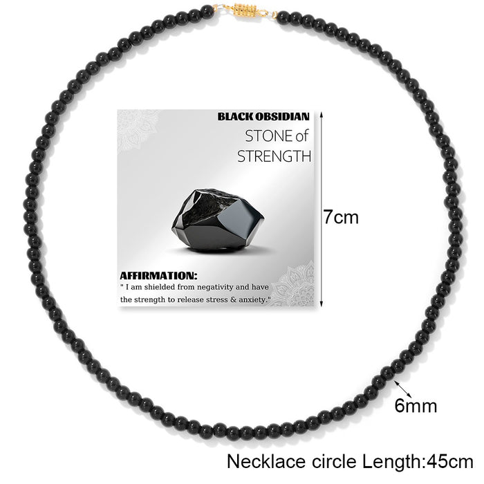 Wholesale 6mm stone bead screw clasp necklace card packaging choker necklace