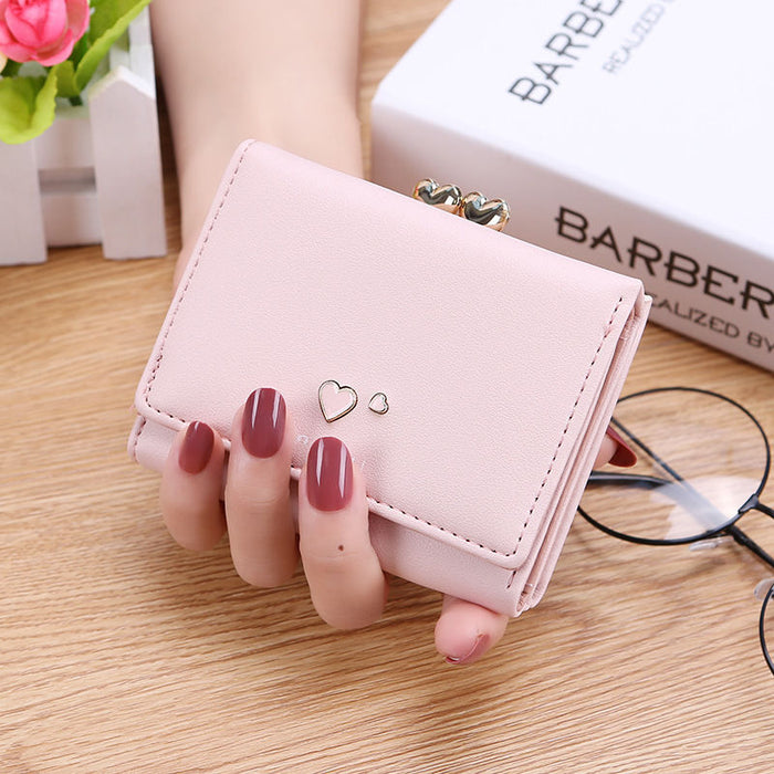 Wholesale Sweet Heart Wallet PU Leather Two Hearts Coin Purse Card Case Chic Boutique Fashion Accessory MOQ≥3