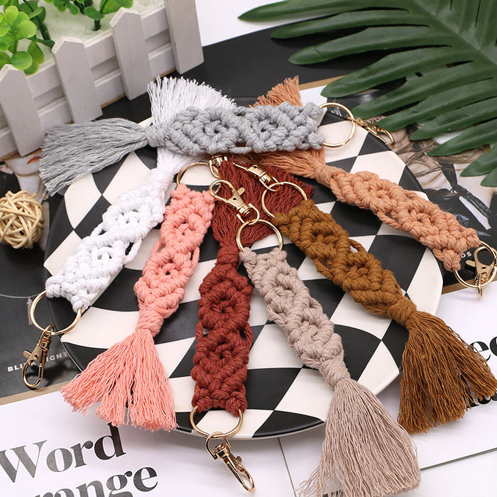 Wholesale Cotton Rope Hand-woven Tassel Keychain JDC-KC-LanXuan001