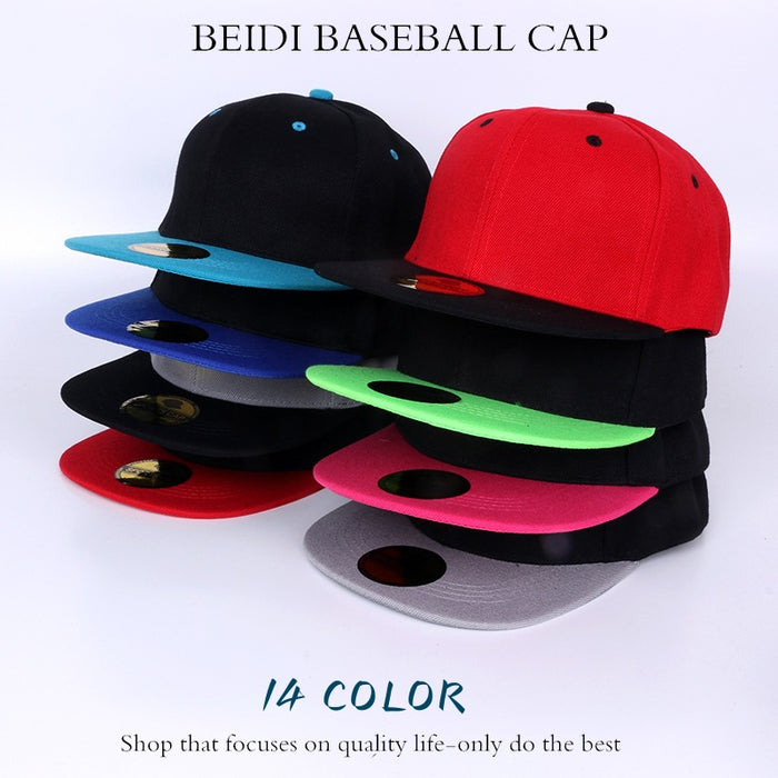 Wholesale Red Solid Color Baseball Cap Flat Brim Skateboard Hip Hop Adjustable Summer Fashion
