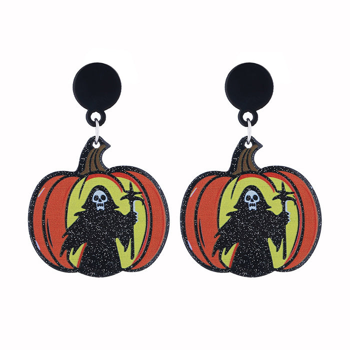 Wholesale  Series Acrylic Earrings Ghost Pumpkin Cartoon Bat Pumpkin Earrings