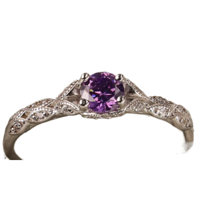 Wholesale Light luxury amethyst zircon ring, simple and fashionable gemstone ring