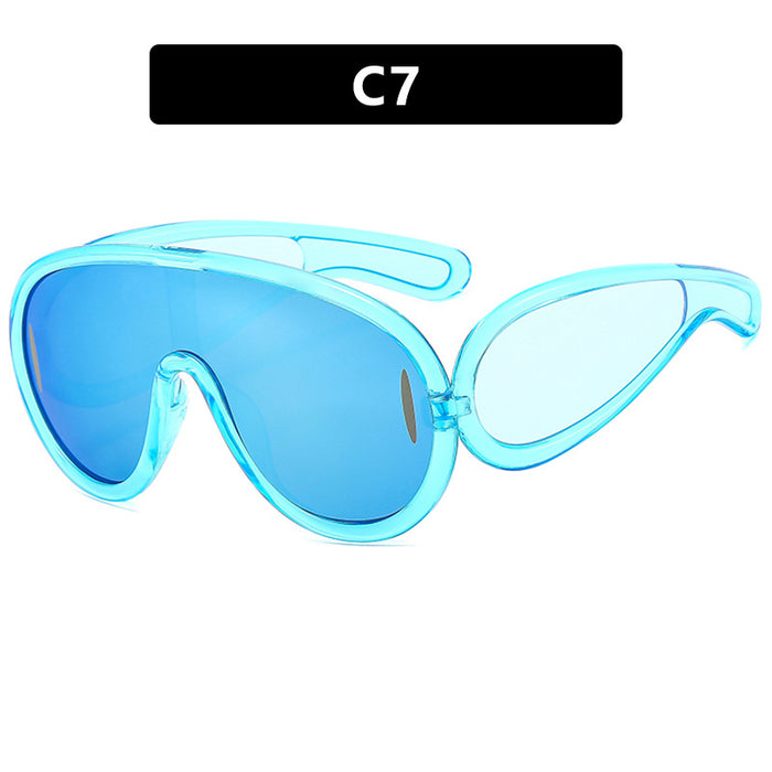 Wholesale Personalized large frame one-piece sunglasses, fashionable and trendy sunglasses