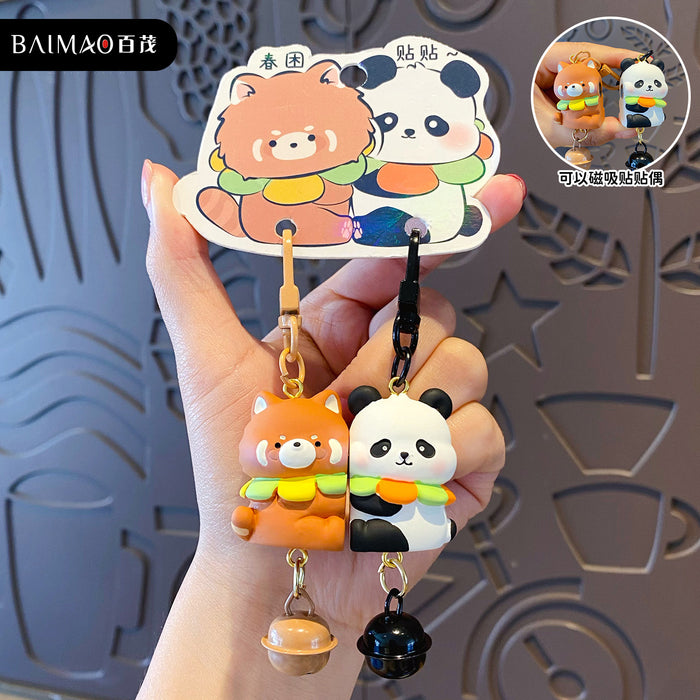 Wholesale Resin Big And Small Bear Keychain Magnetic Couple Bag Pendant Spring Everyday Gift