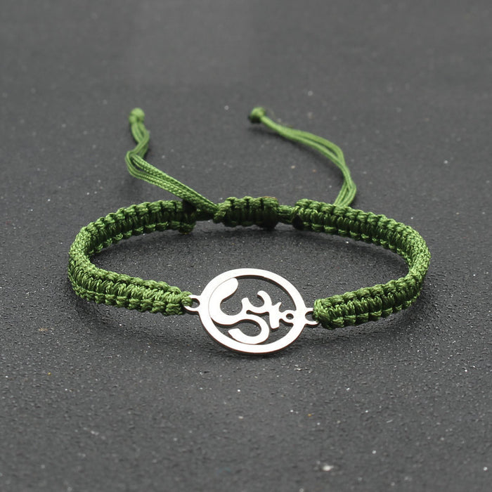 Wholesale  jewelry stainless steel round OM bracelet hand-woven adjustable hand rope