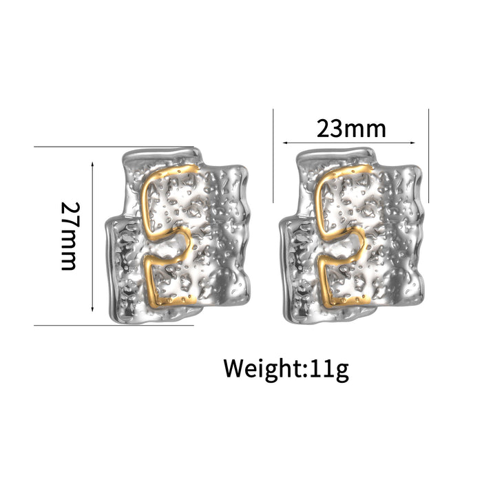 Wholesale Stainless Steel Mixed Color Two-Tone Titanium Steel Earring Set