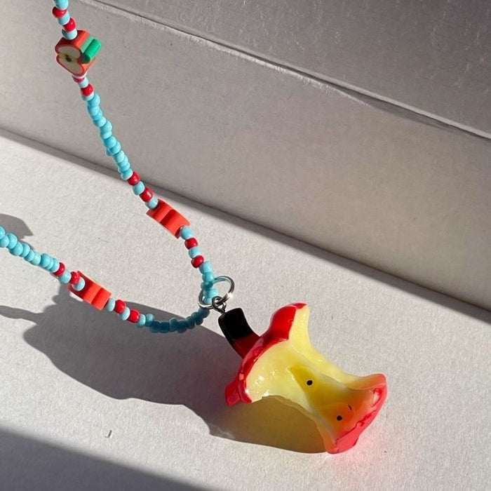 Wholesale Apple Core Beaded Color Necklace Women's New Sweet Cool Spice Girl  Clavicle Chain