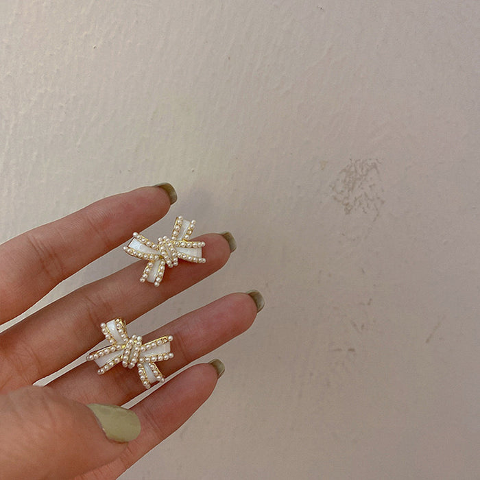 Wholesale Silver needle bow earrings cute earrings earrings earrings earrings versatile temperament