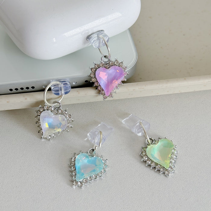 Wholesale Alloy full diamond heart crystal pendant Mobile Phone Stands charm