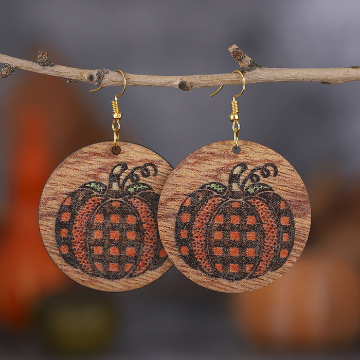 Wholesale Autumn Thanksgiving Checkered Checkerboard Earrings