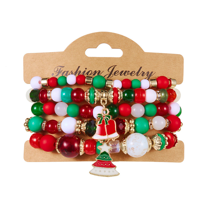Wholesale Christmas colorful beads and diamond snowflake Christmas tree elastic bead bracelet Christmas set