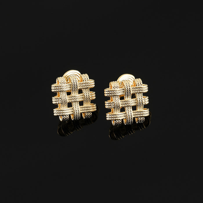 Wholesale Metal Braided Diamond Earrings Ear Clip Female Niche Fashionable Mesh Earrings