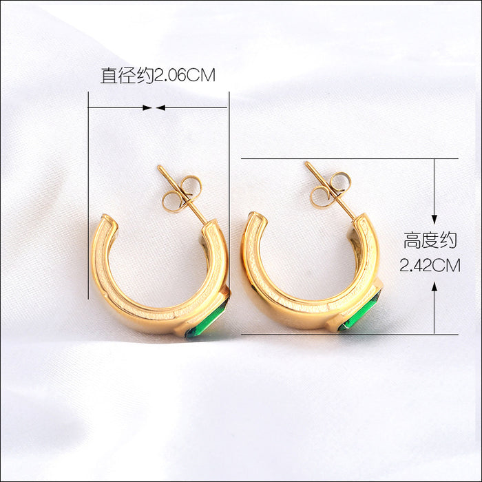 Wholesale Titanium Steel C-Shaped Earrings: Edgy and Geometric Ear Jewelry in Euro-American Style