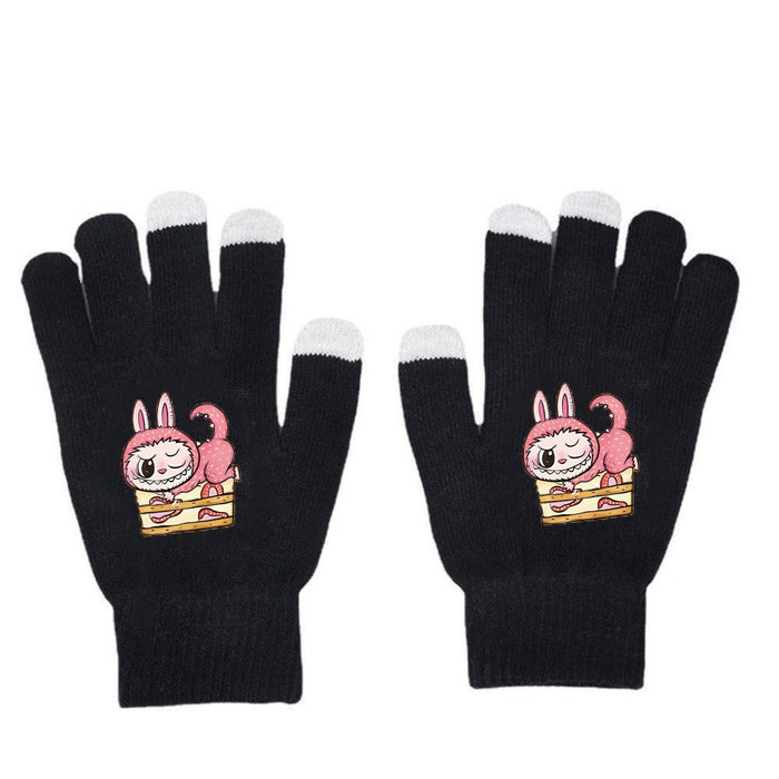 Wholesale Warm Dopamine Printed Knitted Gloves