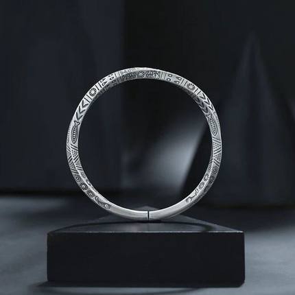 Wholesale Bracelet Silver Foot Silver Retro Solid Couple Bracelet Simple