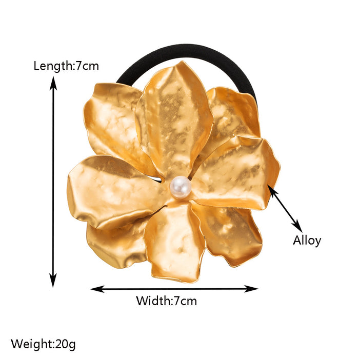 Wholesale flower metal high elastic hair ring sweet flower head rope hair accessories