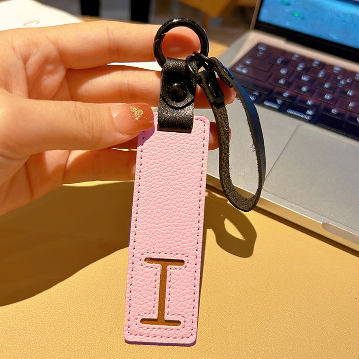 Wholesale 26 English Letter Text Plate Leather Keychain JDC-KC-WWX004