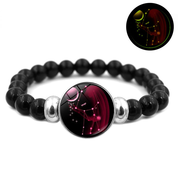 Wholesale Luminous Twelve Constellations Black Handmade Beaded Bracelet