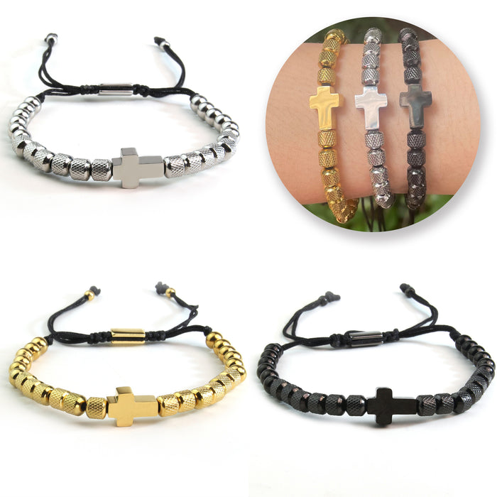 Wholesale Stainless Steel Gold Plated Cross Bracelet JDC-BT-HongM001