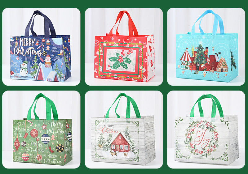 Wholesale Christmas Handheld Gift Bag Customized Cartoon Santa Claus Elk Snowflake Non Woven Bag JDC-GB-XJ002