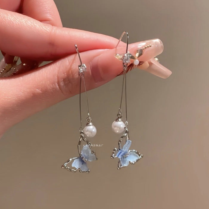 Wholesale Exaggerated Silver Long Metal Tassel Hoop Earrings
