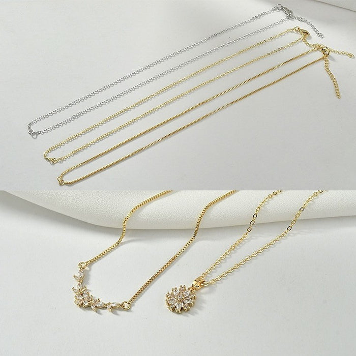 Wholesale 18K True Gold Copper Cross O-chain Clavicle Chain Box Necklace Necklace