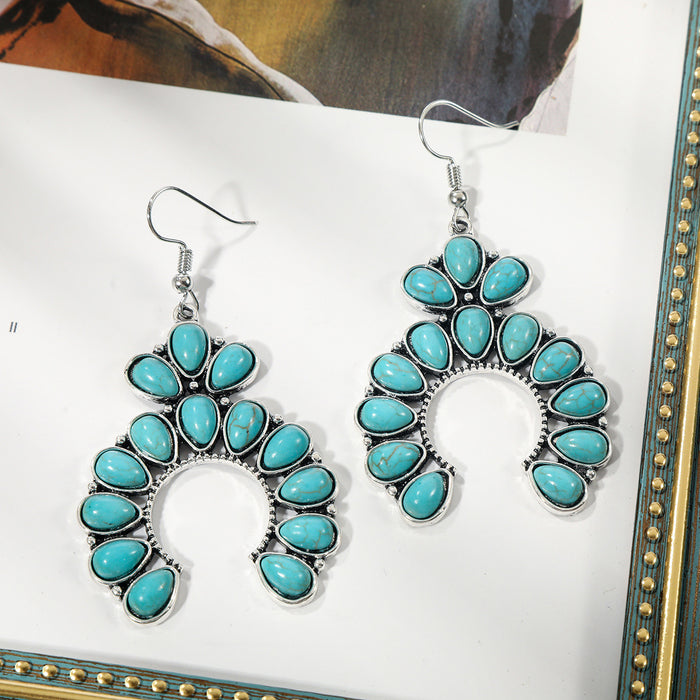 Wholesale Bohemian turquoise earrings with retro and nostalgic style earrings set