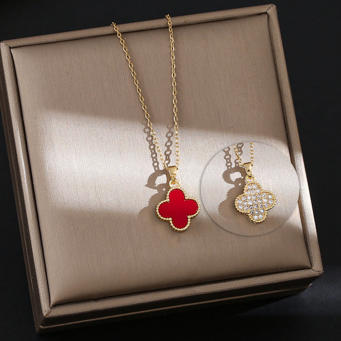 Wholesale four-leaf clover titanium steel necklace women's choker necklace
