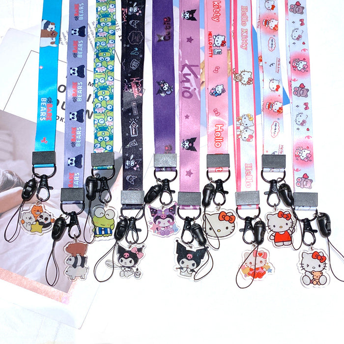 Wholesale Polyester Cartoon Printed Long Hanging Rope Keychain JDC-KC-Gongz056