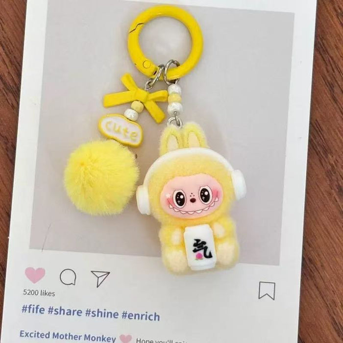 Wholesale Cute sitting posture cartoon flocked keychain