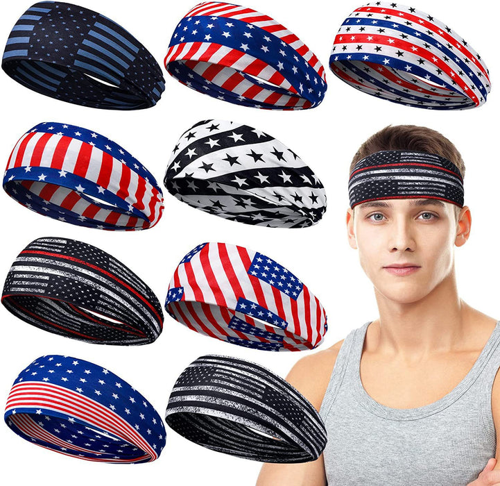 Wholesale American Flag Independence Day Stars Knotted Sweat Absorbent Sports Bundle Fabric Headband JDC-HD-YunQ002