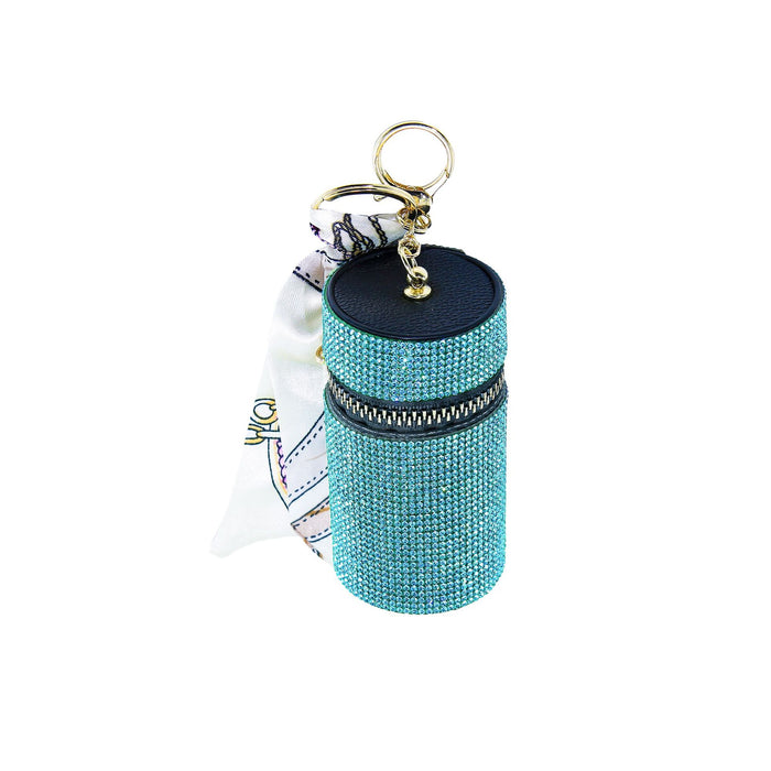Wholesale Crystal Encrusted Light Luxury Bucket Bag Keychain Multi Pocket Lipstick Earphone Coin Holder Decorative Bag Charm Boutique Resale