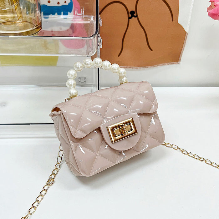 Wholesale PU Children's Pearl Pearl Hand-held Single Shoulder Crossbody Chain Bag JDC-SD-QiSheng006