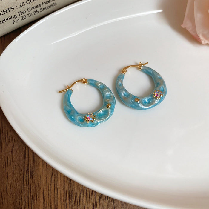 Wholesale Earrings with fashionable and versatile features, high-end feel, drip oil earrings, niche and personalized design accessories