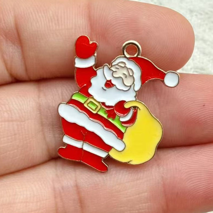 Wholesale 10pcs New oil-drip Christmas-themed alloy accessories  cartoon snowman  reindeer,   DIY pendant accessories