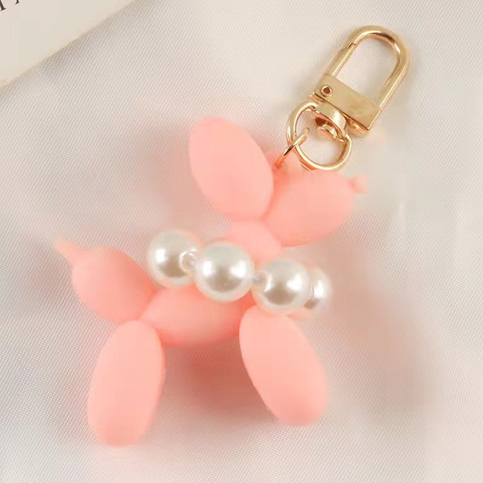 Wholesale  Pearl puppy car key chain pendant cute cartoon balloon dog bag decoration