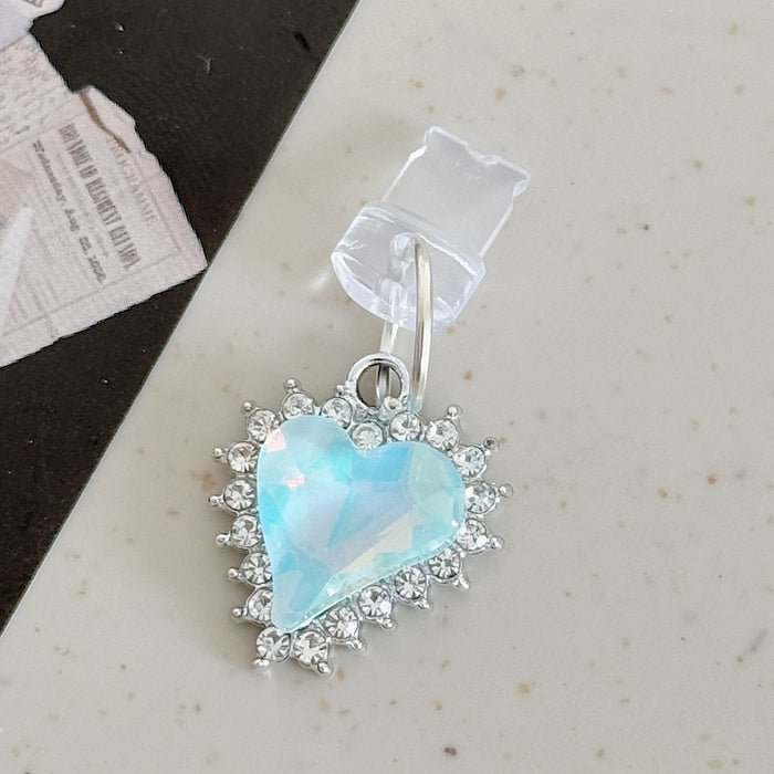 Wholesale Alloy full diamond heart crystal pendant Mobile Phone Stands charm