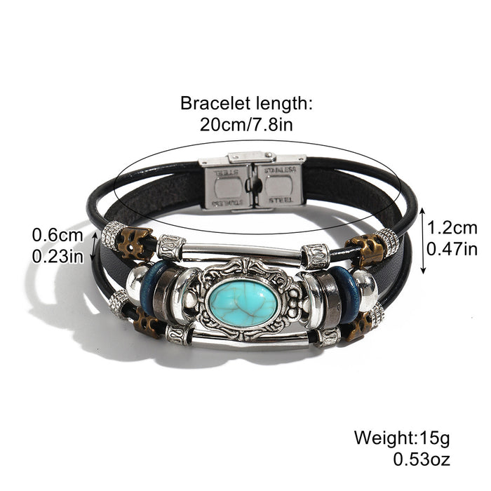 Wholesale  leather bracelet men and women turquoise leather bracelet high-grade exquisite leather bracelet