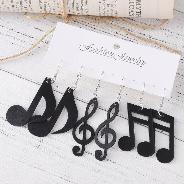 Wholesale Trendy Star Moon Cat Cross Note Pu Leather Earring Set Party Fashion Accessory