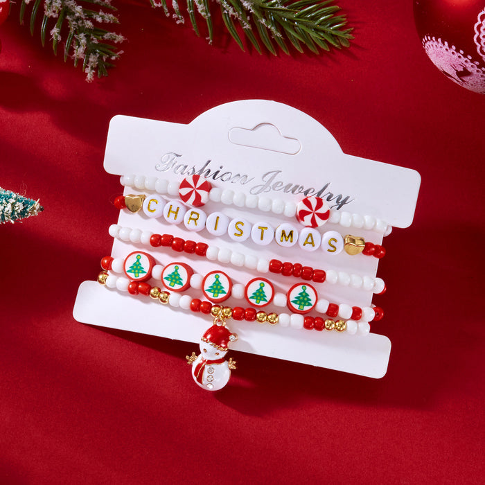 Wholesalerice bead bracelet set women' s versatile Christmas gift Christmas element pendant bracelet