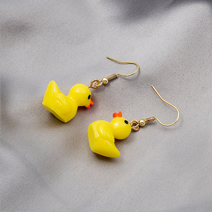 Wholesale Cute cartoon girly earrings Japanese and Korean simple fresh fun funny little yellow duck