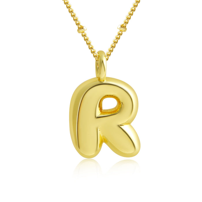 Wholesale Bubble Polished Letter Pendant Copper Necklace JDC-NE-BaiTian012