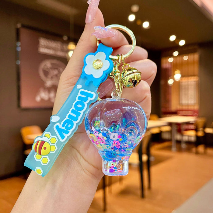 Wholesale Acrylic Crystal Luminous Hot Air Balloon Keychain JDC-KC-JinM009