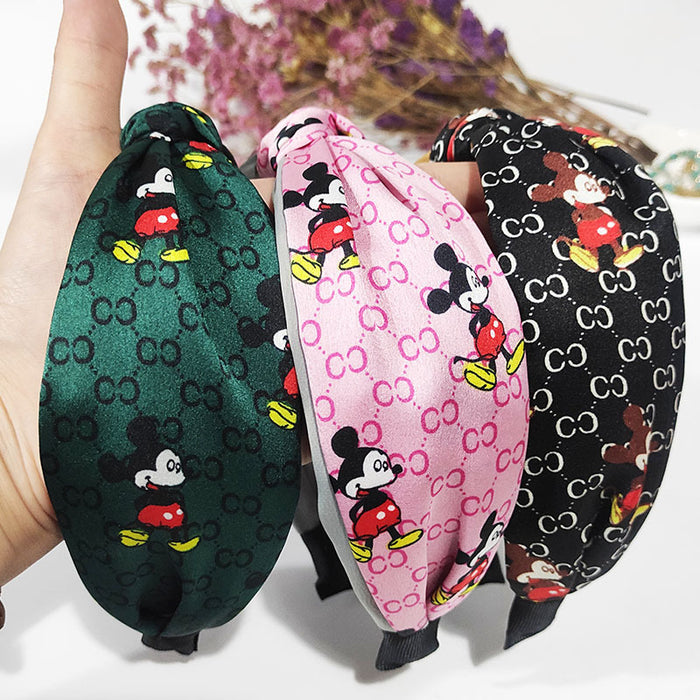 Wholesale New women's fabric headband hair accessory cartoon cute and versatile printed ponytail headband