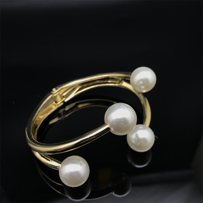 Wholesale Alloy Pearl Open Bracelet JDC-BT-FaX003